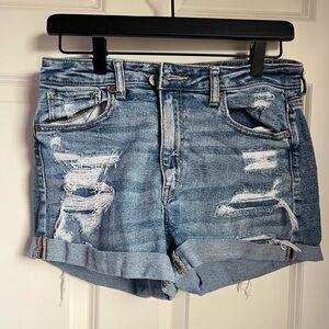 American Eagle Outfitters Blue Distressed Jean Shorts